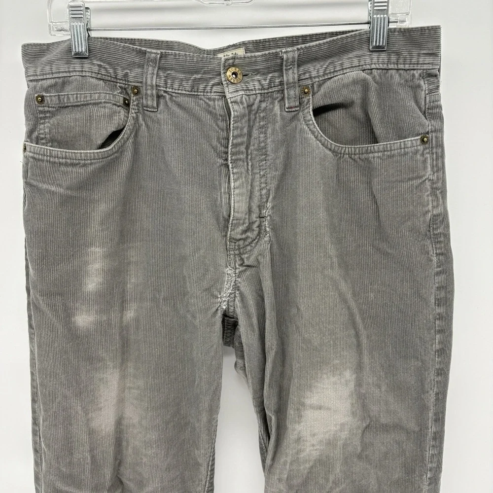 J.CREW Vintage Slim Straight Gray Corduroy Pants Distressed Grunge Men32X34